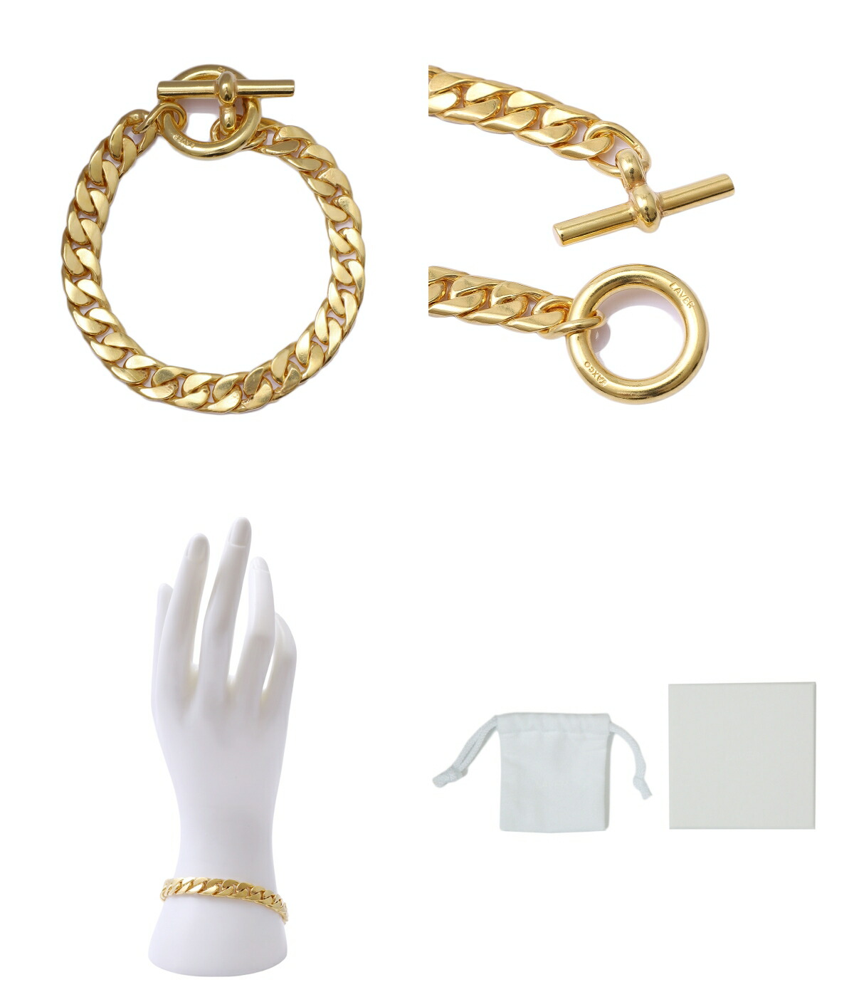 楽天市場】[送料無料]LAVER : 9MM CURB CHAIN T BAR BRACELET - GOLD