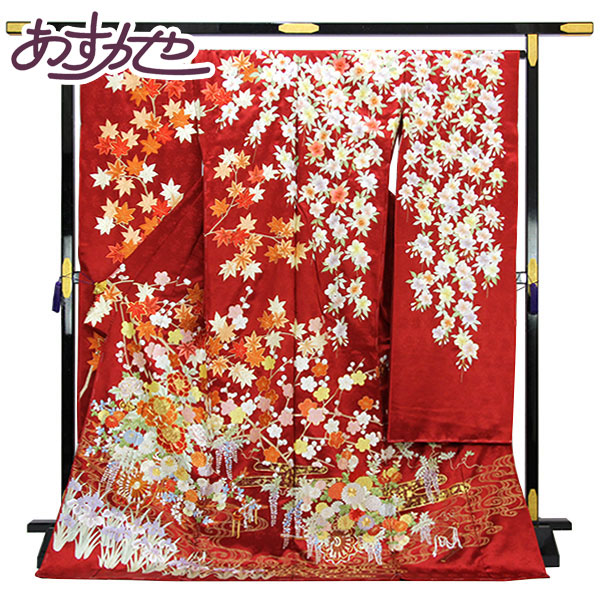 楽天市場】着物 振袖 尾峨佐染繍綸子 紗綾形地紋 金彩加工 金駒刺繍