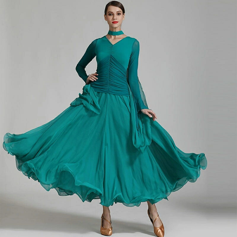 楽天市場】送料無料 全5色 社交ダンス衣装 モダンドレス グリーン