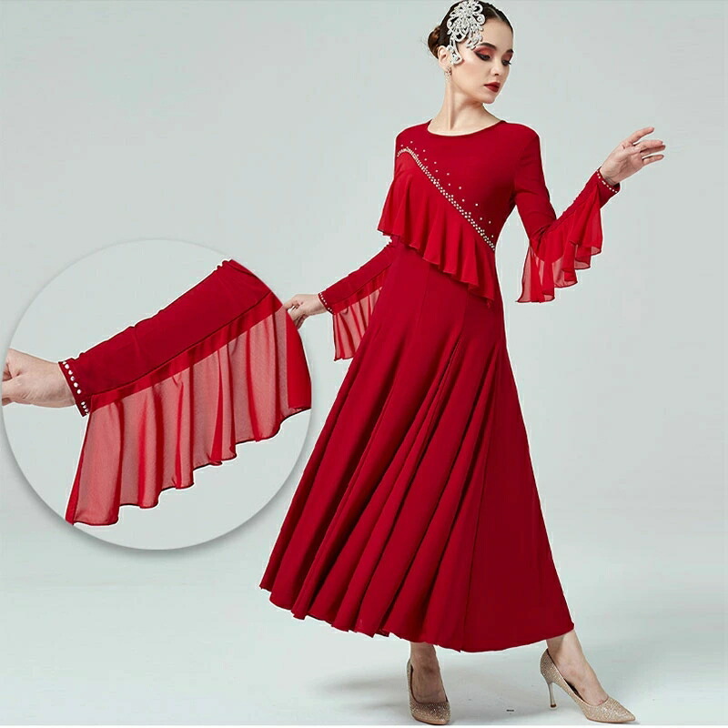 楽天市場】送料無料 全3色 社交ダンスドレス モダンドレス ワイン赤 緑