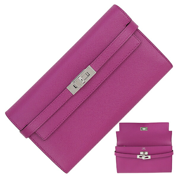 貴重カラー】 エルメス ケリーウォレット ロング ヴェールアマンド