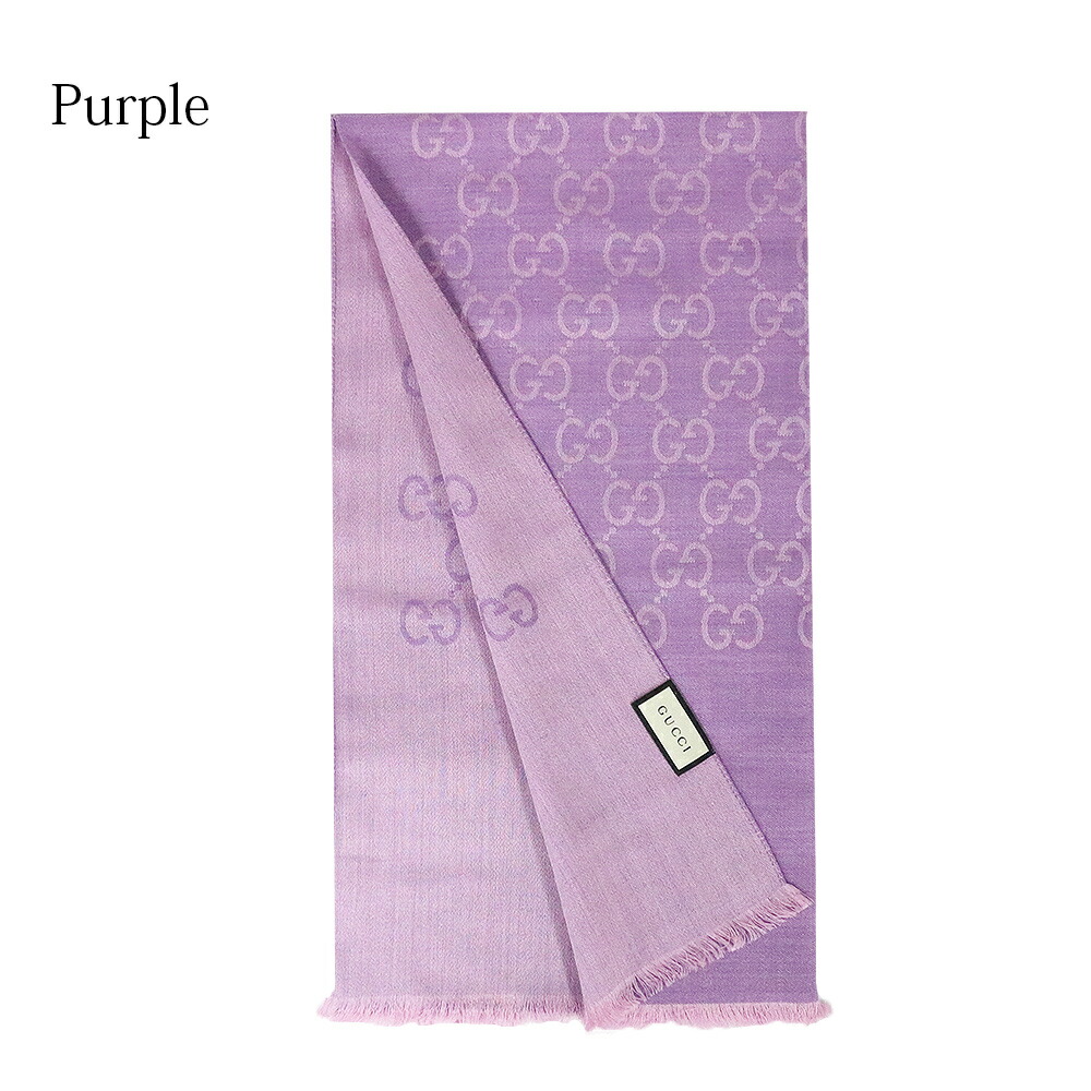 GUCCI ロゴマフラー パープル ✨【GUCCI／グッチ】パープル×チェック