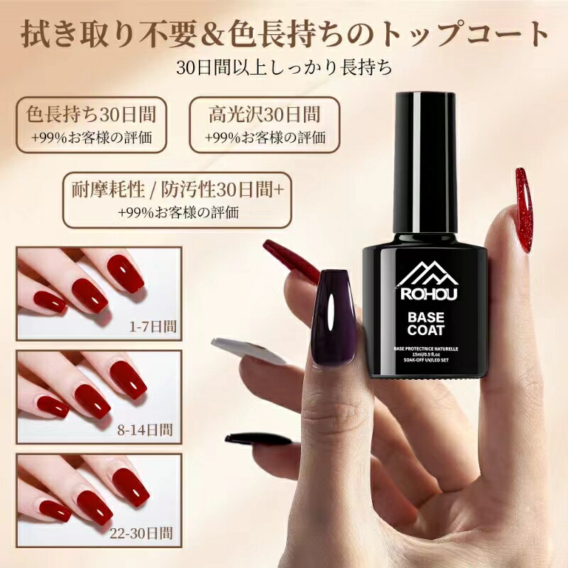 楽天市場】ジェルネイル トップコート ベースコート 15ml 2本セット