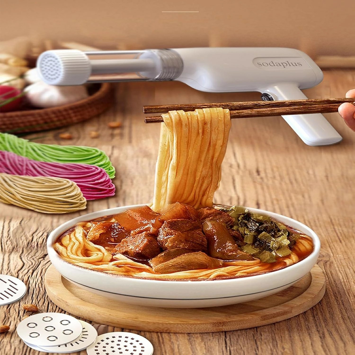 楽天市場】手持ち式自動製麺機 電気製麺機 20秒製麺機 6つの取り外し