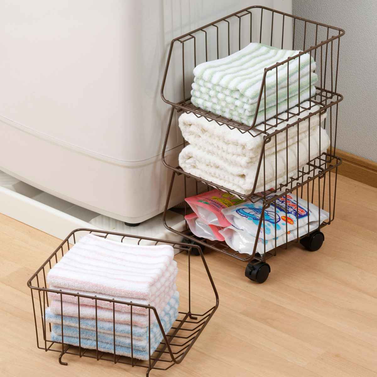 楽天市場】キッチンワゴン キッチンスタッキングバスケット 4段