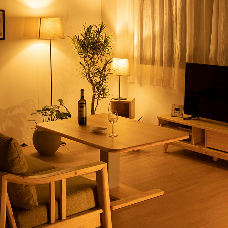 楽天市場】昇降テーブル 木製 幅 120 cm リビングテーブル ヒノキ