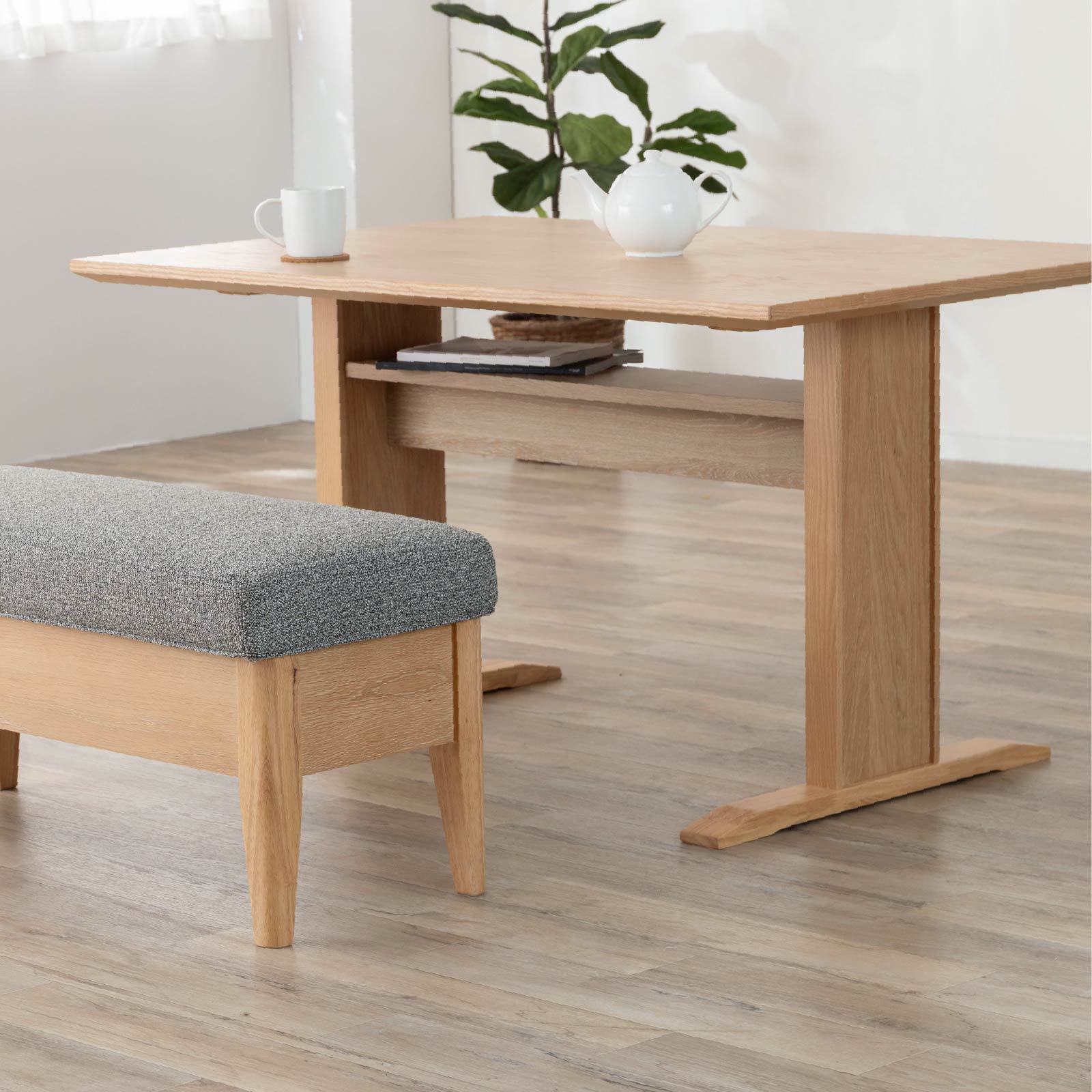 楽天市場】ダイニングテーブル 長方形 おしゃれ 北欧 テーブル 棚付き