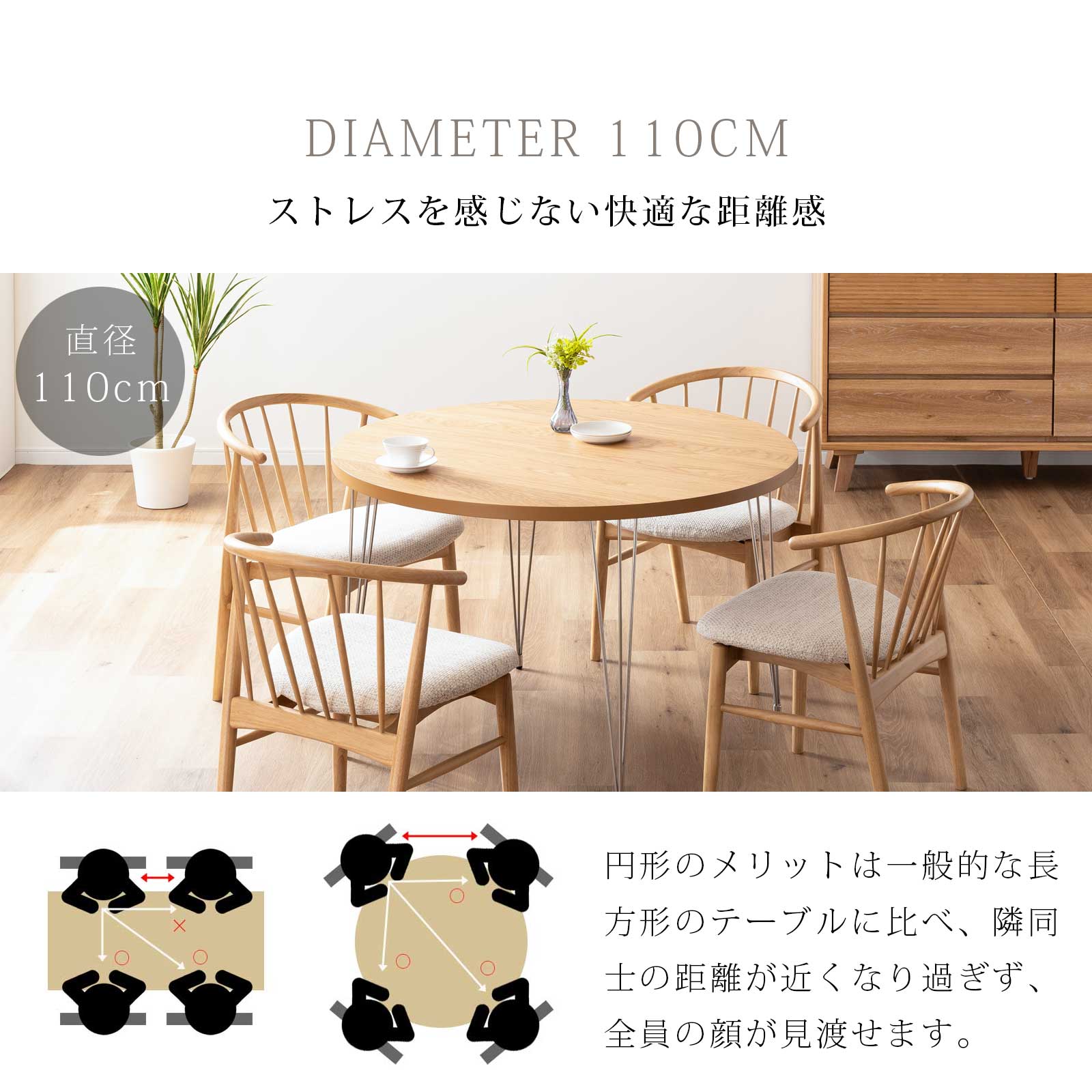楽天市場】【P10倍! ~2/23 1:59】 ダイニングテーブル 丸 北欧 110cm