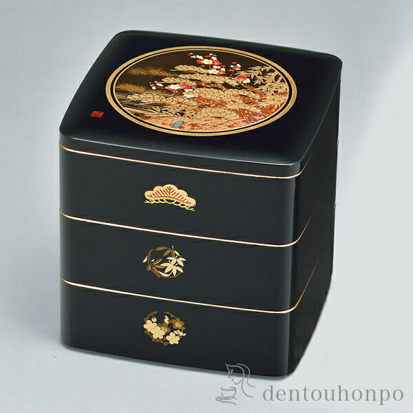 楽天市場】三段重箱 松竹梅沈金の通販