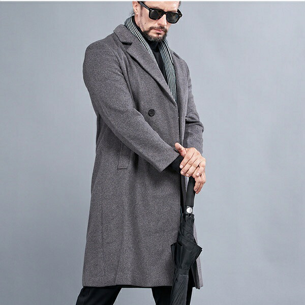 楽天市場】ポリエステル混ウールコート メンズ チェスターコート