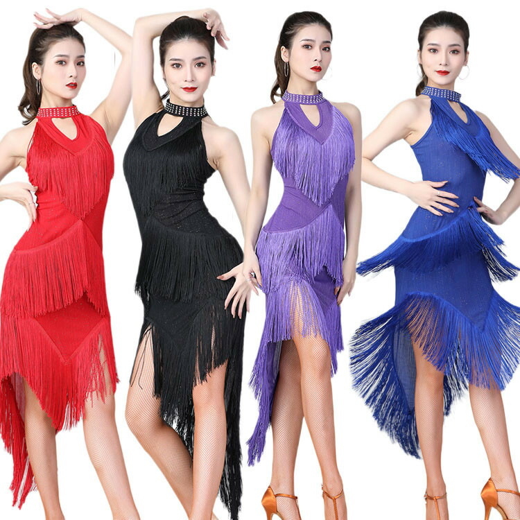 楽天市場】ラテン ダンス衣装 ラテンドレス 4色 フリンジ びっしり