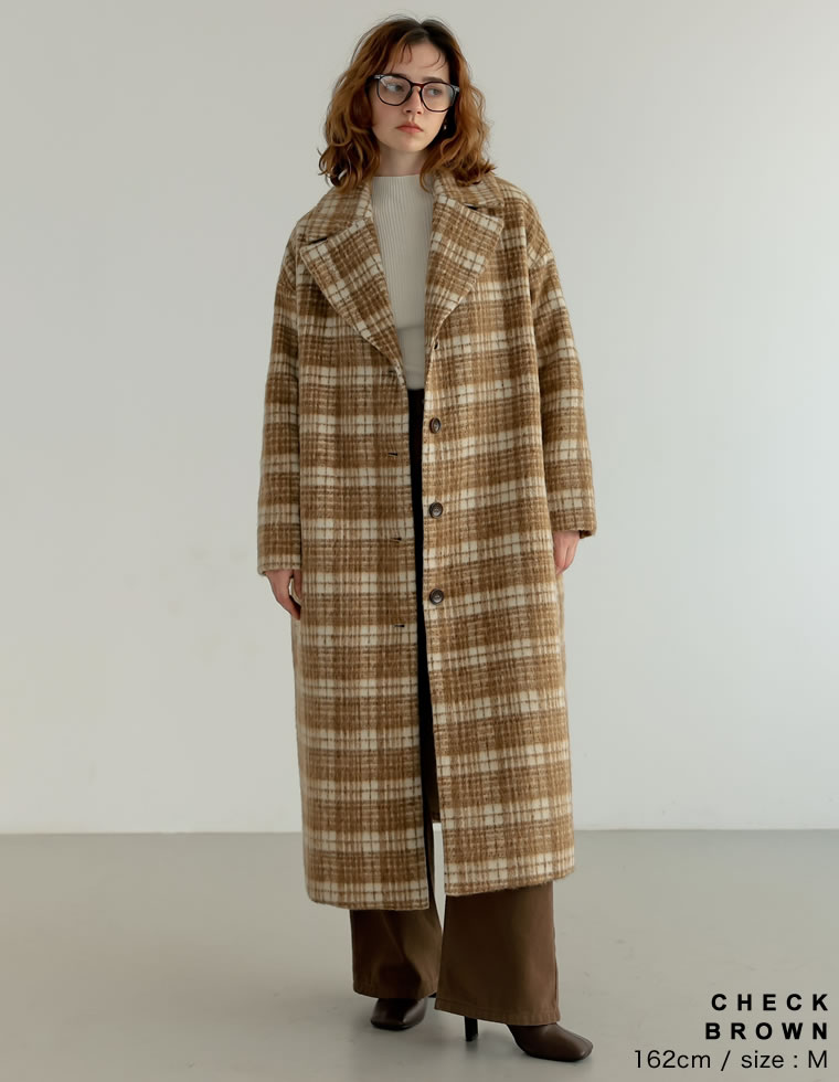 楽天市場】【SPECIAL FAIR】起毛チェック柄ロングチェスターコート