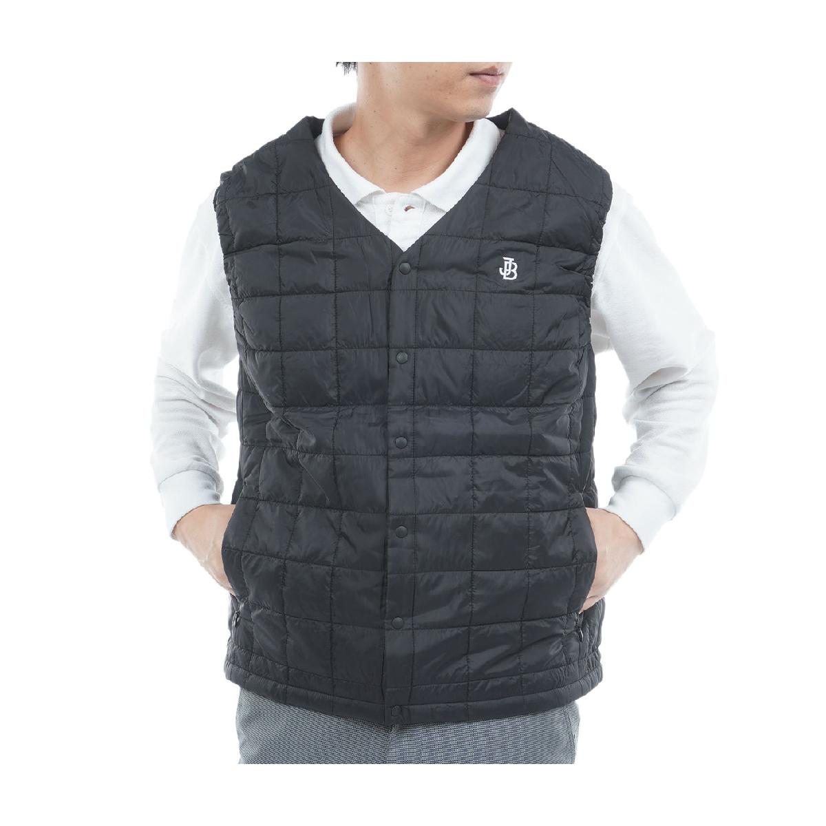 JACK BUNNY暖かい中綿ベストワンピース ブラック/ホワイト レディース