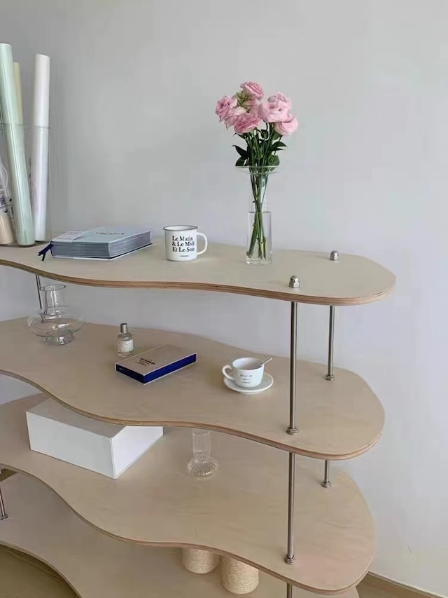 楽天市場】【送料無料】ウェーブ ラック 棚 シェルフ 木製 4段