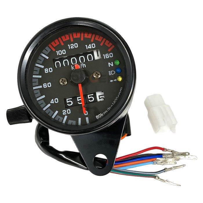 楽天市場】機械式 スピードメーター 160km 12V 60φ LED3連 黒 汎用