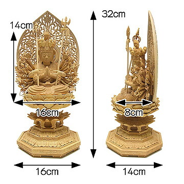 楽天市場】木彫り 仏像 千手観音菩薩 坐像 高さ32cm 柘植製 [Ryusho