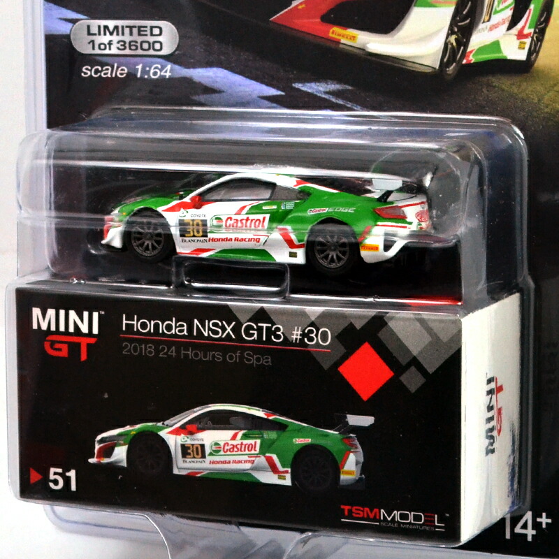 楽天市場】MIJO EXCLUSIVE HONDA NSX GT3 #30 24HR SPA CASTROL - LHD