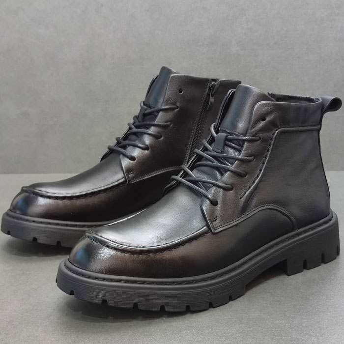 楽天市場】ブーツ ショート メンズ 本革 サイドジッパー Uチップ