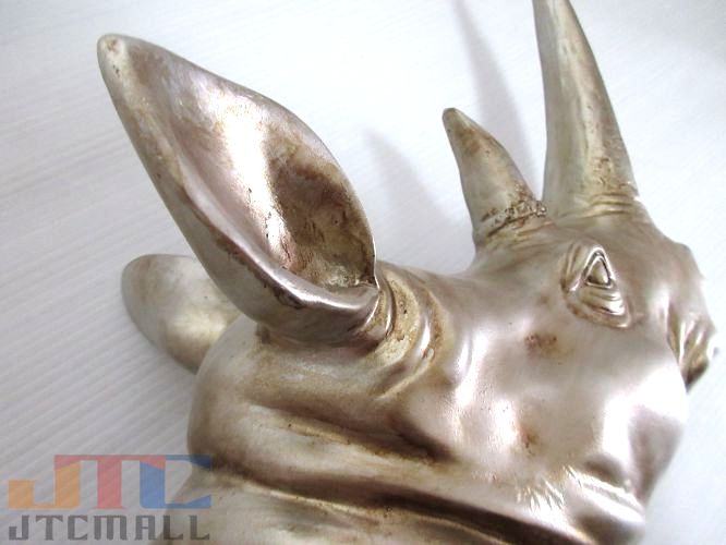 楽天市場】シルバーゴールド 壁掛け サイ オブジェ 剥製 インテリア