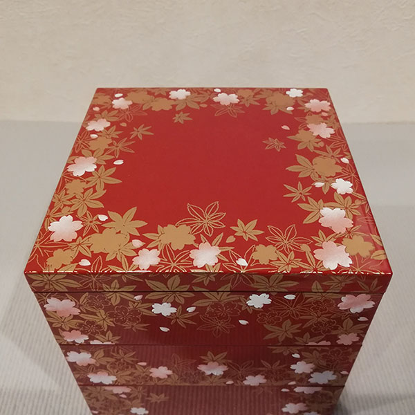 楽天市場】【取寄品】 敷春秋 三段重 朱 ＜4寸サイズ＞お重箱 3段重 花