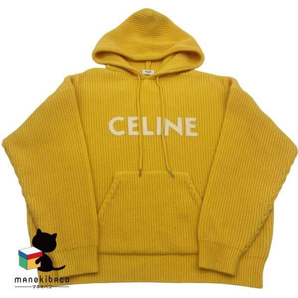 楽天市場】セリーヌ CELINE イエロー CELINEパッチ付き ニット フード