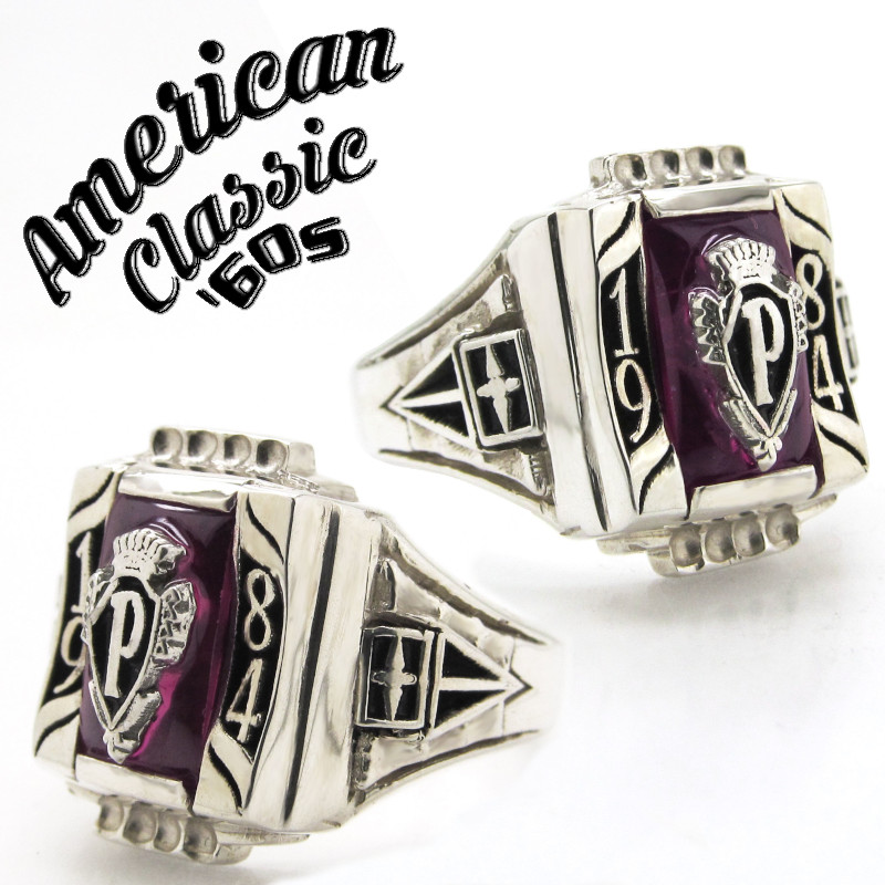 楽天市場】オールディーズ カレッジリング エンブレム ピンキーリング