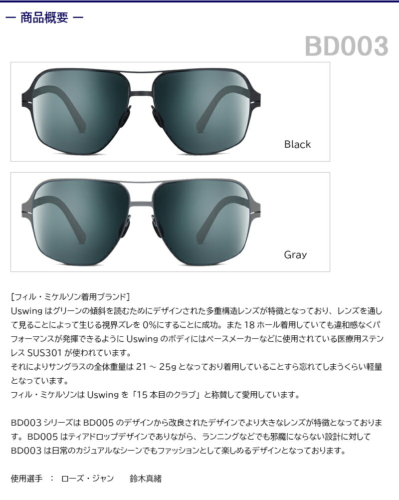 楽天市場】【最短当日発送】Uswing ゴルフ専用サングラス BD003［ユー