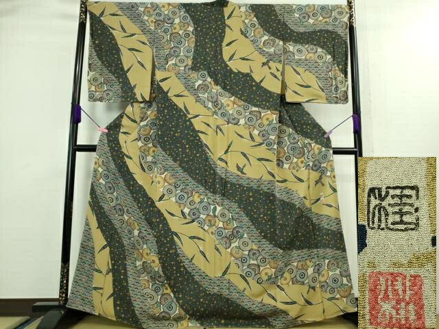 楽天市場】平和屋着物□極上 江戸紅型 五味桂子 訪問着 舞鳥 名物裂菊