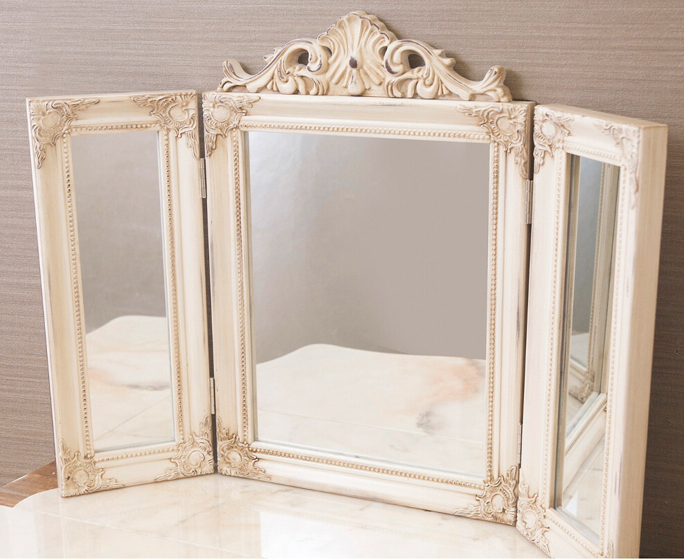 楽天市場】ロココ調 卓上 3面 ミラー 三面鏡 ヨーロピアン