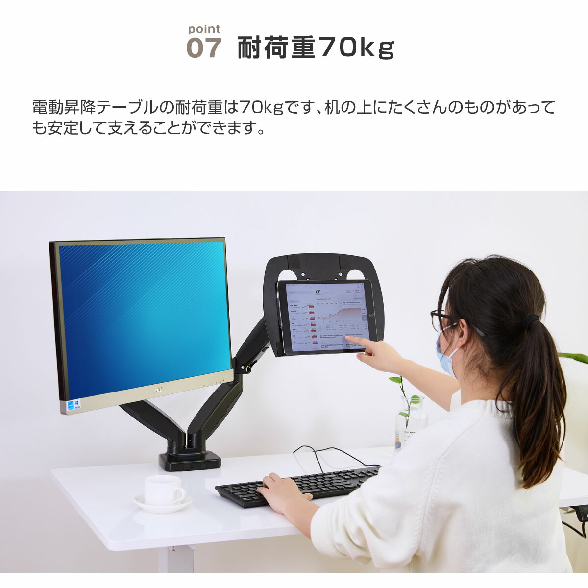 楽天市場】電動昇降 式 デスク ホワイトボード 天板 幅120 奥行60 無
