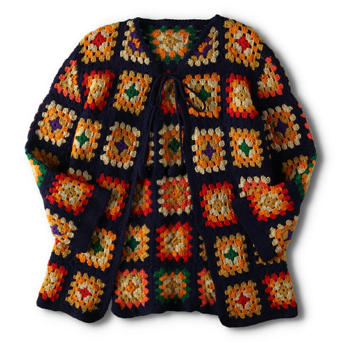 楽天市場】古着 総柄 グラニースクエア クロシェニット カーディガン