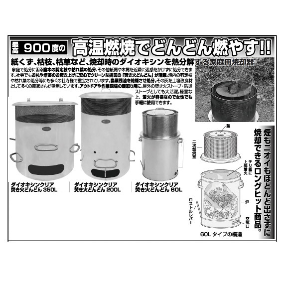 楽天市場】ダイオキシンクリア 焚き火どんどん 60L : スターアイ