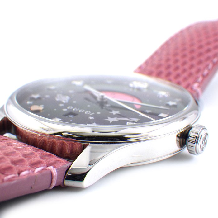 わ*し様 ジャンクGUCCI 腕時計 ムーン ブラック レザー YA126404 わ*し