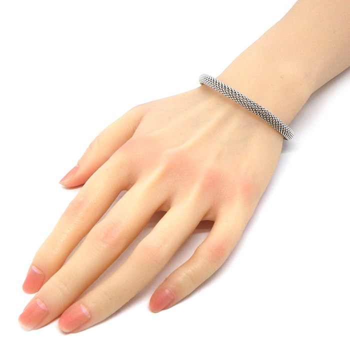 ティファニー 美品 サマセット メッシュ ワイド バングル SY4fe