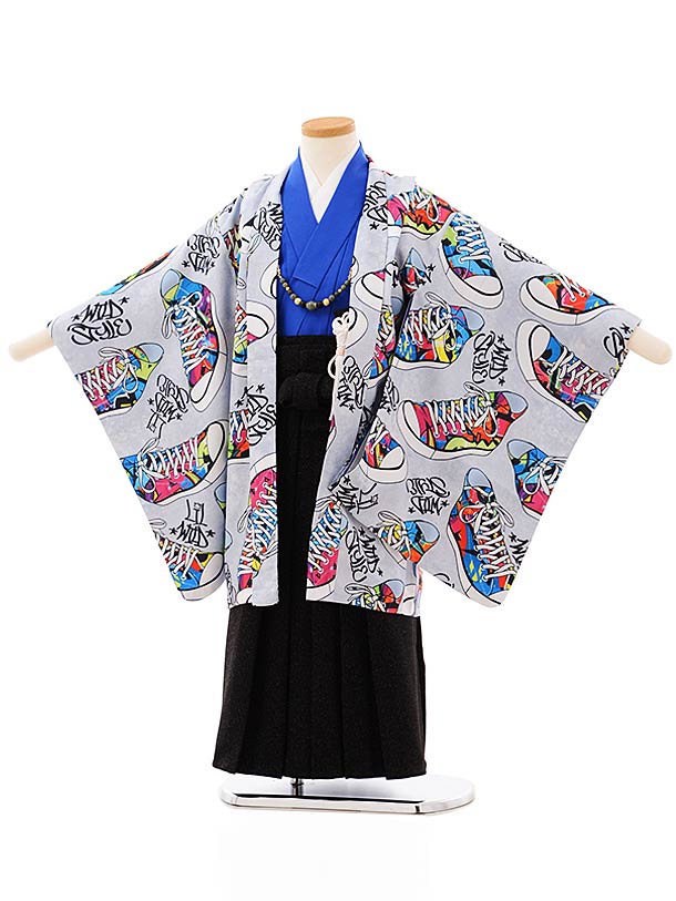 楽天市場】七五三レンタル 男の子 5695グレー地スニーカー黒ラメ袴 5歳