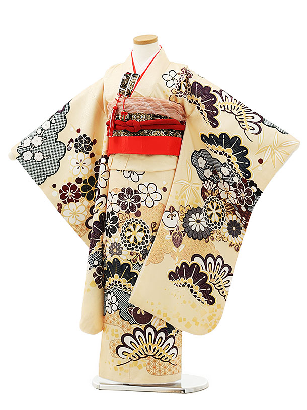 楽天市場】七五三 着物 7歳 フルセット レンタル 女の子 Y070 クリーム