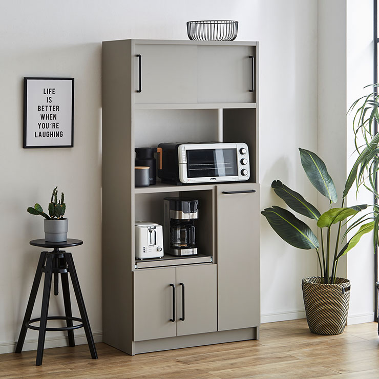 楽天市場】食器棚 完成品 レンジ台 キッチンボード レンジボード