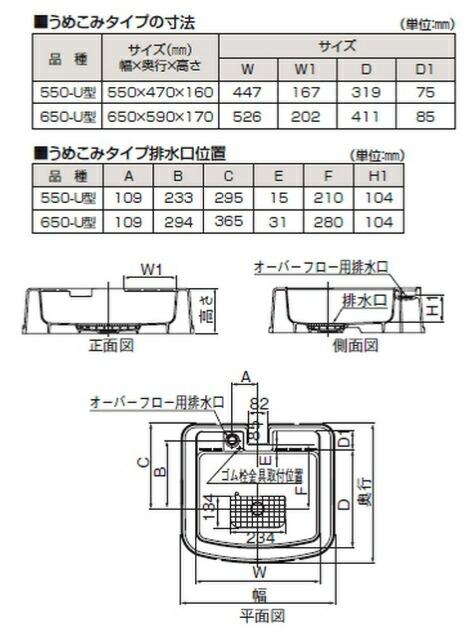 楽天市場】タキロン 研ぎ出し流しうめこみタイプ 550-U型 290814