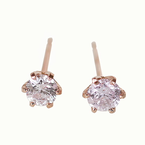 楽天市場】0.1ct ピンクダイヤ 天然 ピアス PG K18ピンクゴールド 6本