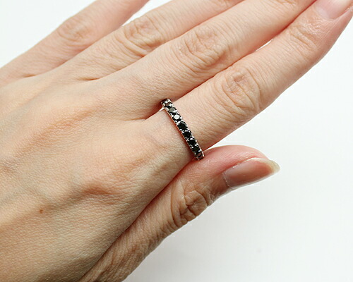 楽天市場】1.0ct ブラック ダイヤモンド エタニティ リング K18