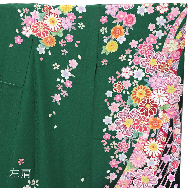 楽天市場】(卒業式応援Point10倍 3/5迄) 未仕立て 振袖 単品 「緑 桜と