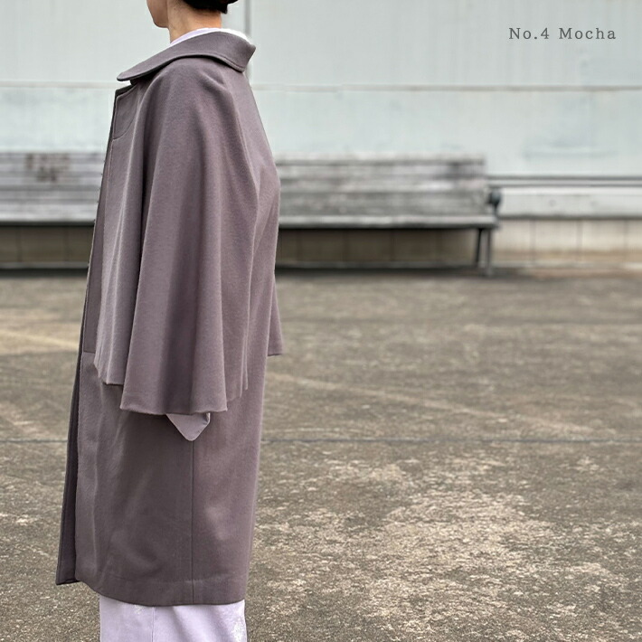 カシミヤ ウール100%／レナウン フード付き マント 着物 コート ケープ