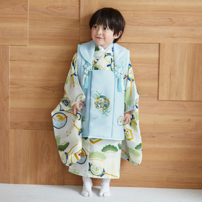楽天市場】【レンタル】[七五三 着物 3歳]男の子「K098 水色龍×鼠