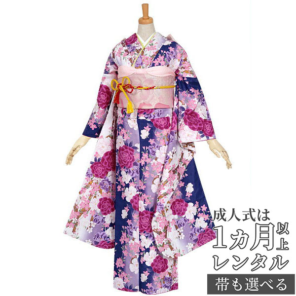 楽天市場】【成人式 振袖 レンタル】RS1572紺 牡丹と桜のブーケ（R645