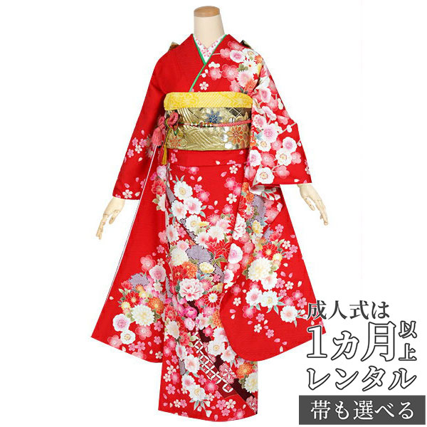 楽天市場】【成人式 振袖 レンタル】RS1601赤 熨斗に花丸紋フルセット