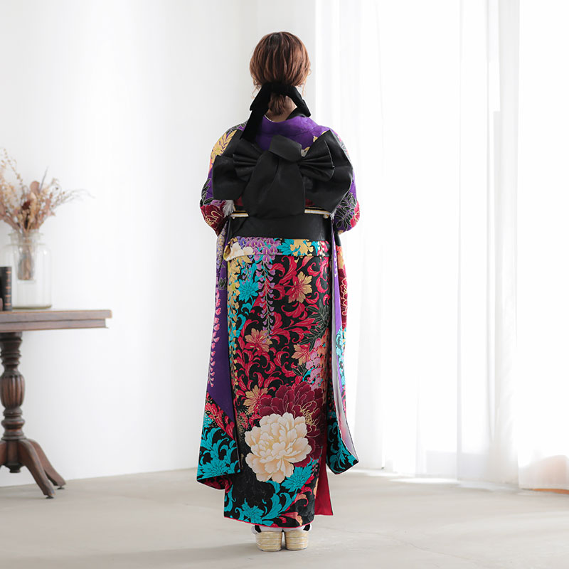 楽天市場】【振袖 レンタル】 結婚式 結納R1722 正絹 紫 大牡丹と藤
