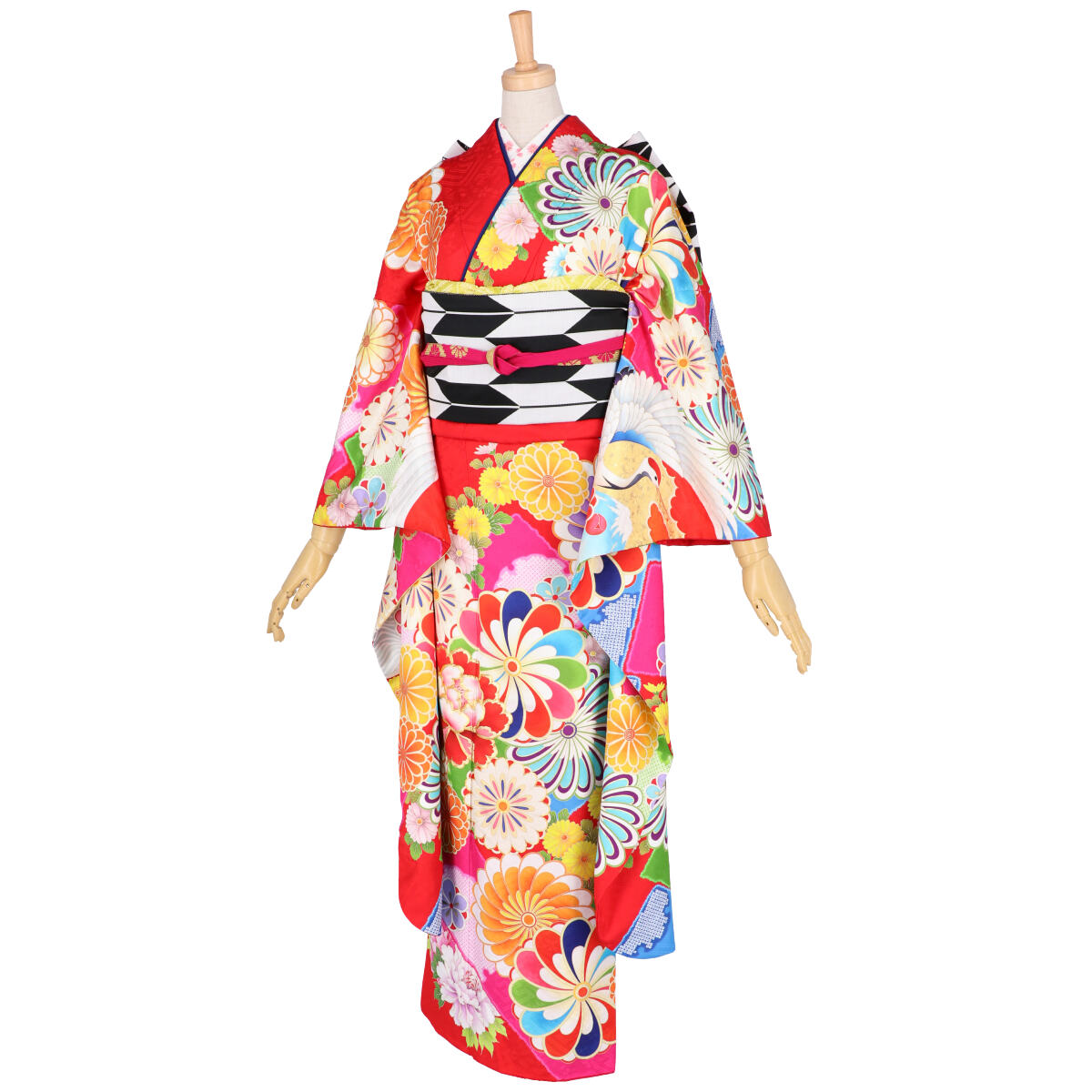 楽天市場】【成人式 振袖 レンタル】RS1923 正絹 赤 牡丹にねじ梅鶴 紅