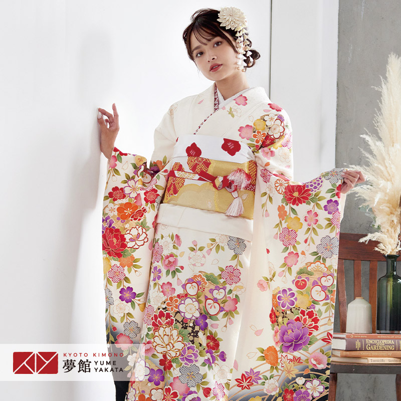 楽天市場】【成人式 振袖 レンタル】RS1101 正絹 白 枝垂桜に花丸紋