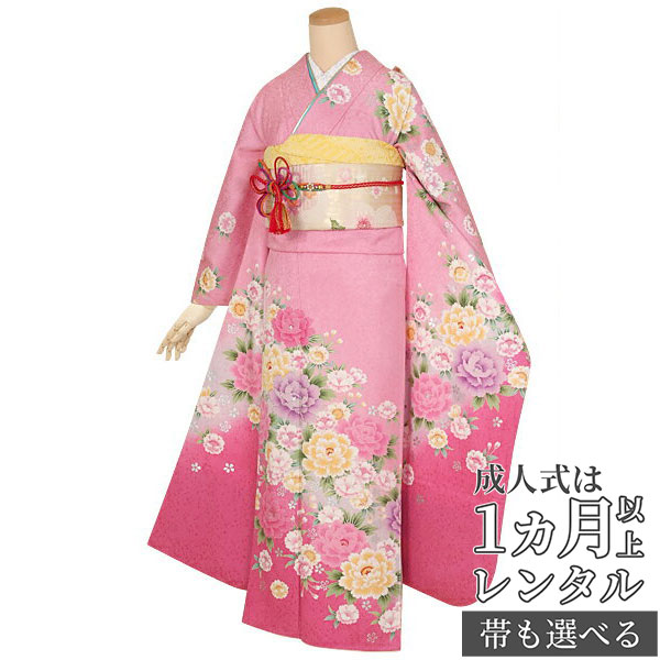 楽天市場】【成人式 振袖 レンタル】RS1388 正絹 ピンク 牡丹と八重桜