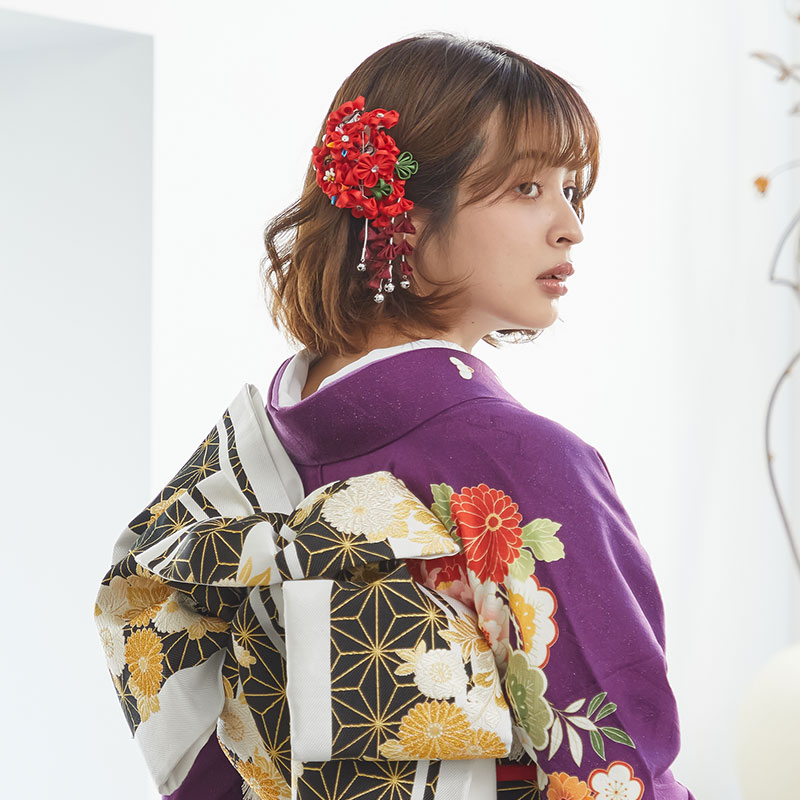 楽天市場】【成人式 振袖 レンタル】RS1336 正絹 紫 牡丹と松竹梅フル